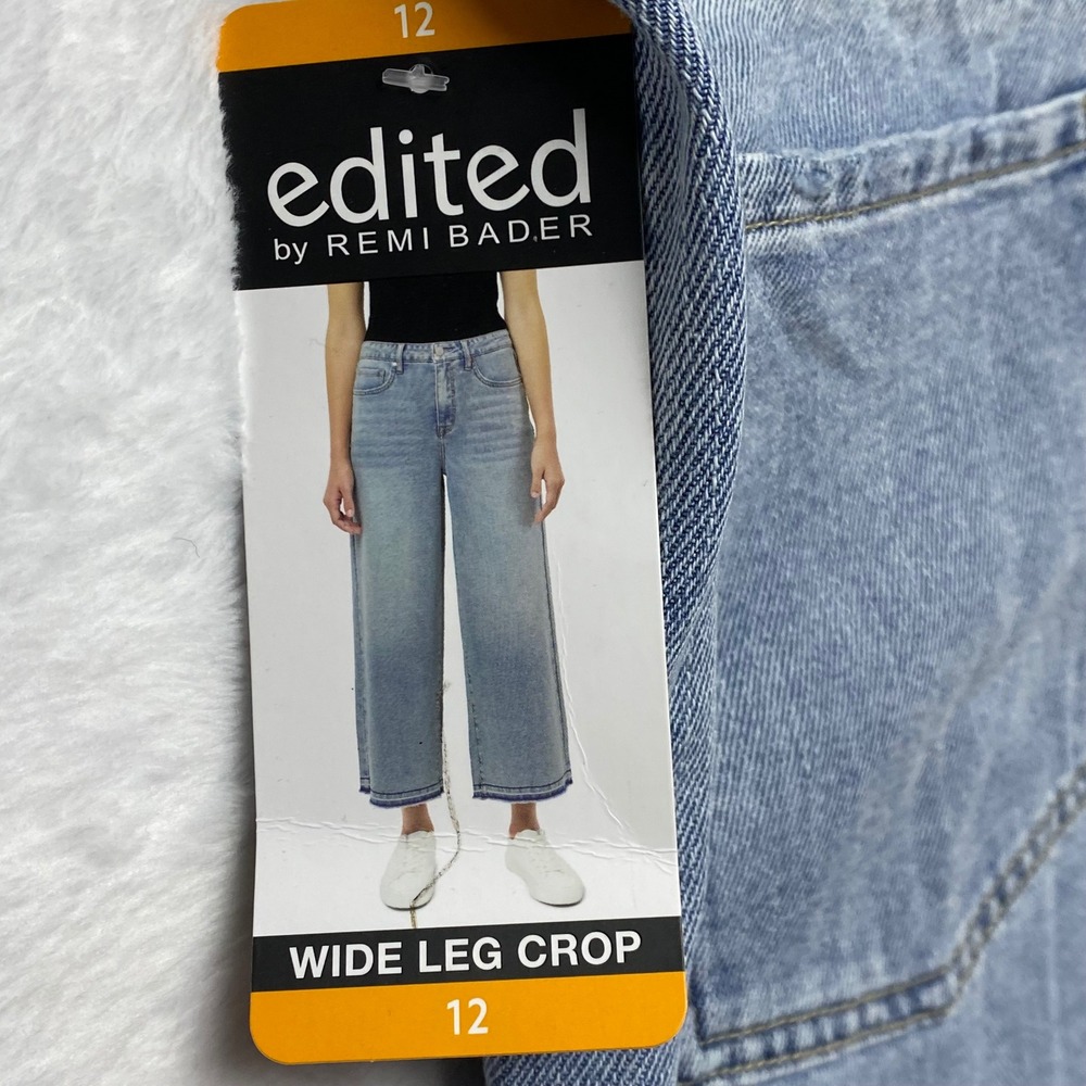 Edited by Remi Bader Women Light Wash Wide‎ Leg Crop Jeans Size 12 NWT